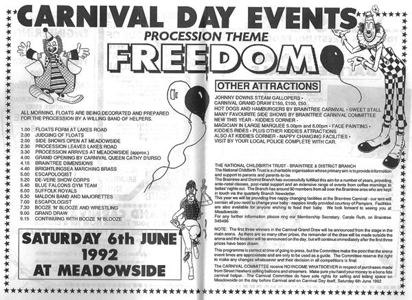 1992 Programme of Events